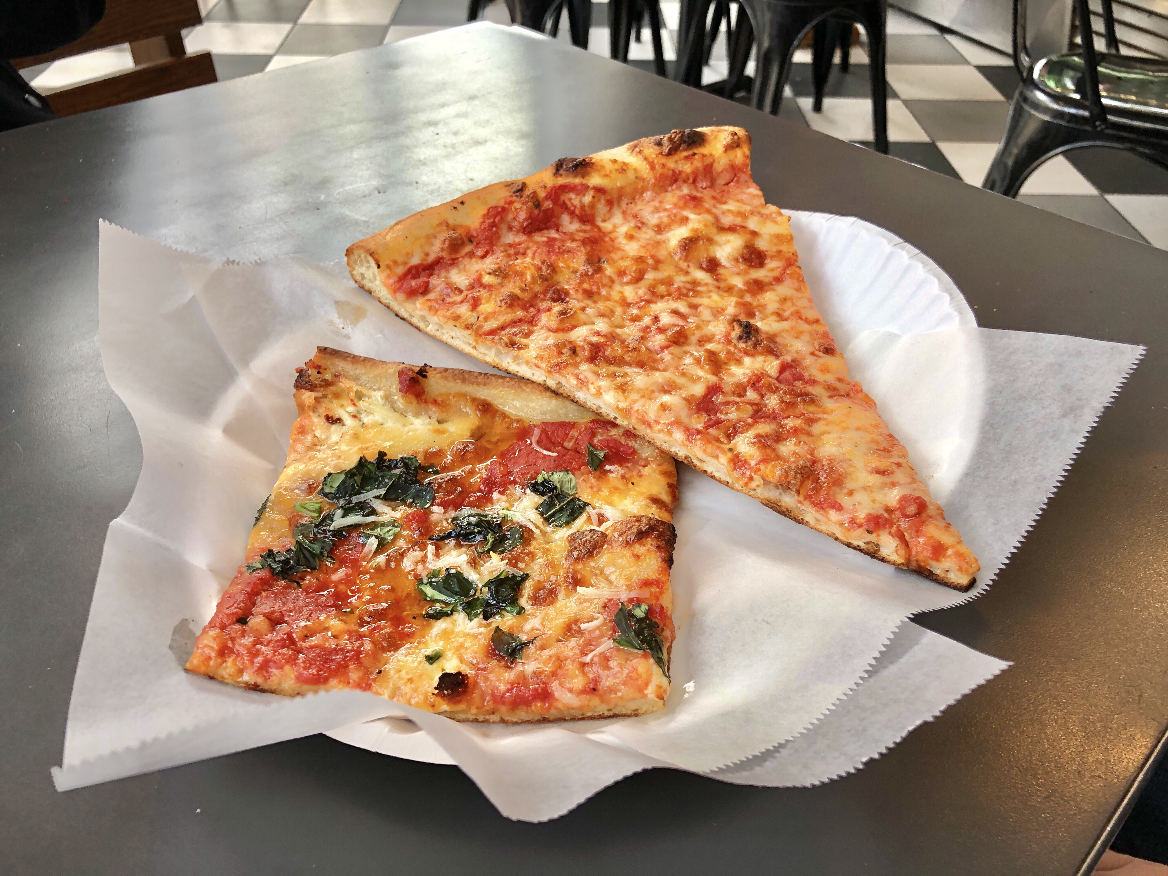 Williamsburg pizza slice from our New York Pizza tour